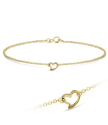 Cutie Heart Gold Plated Silver Anklet ANK-108-GP